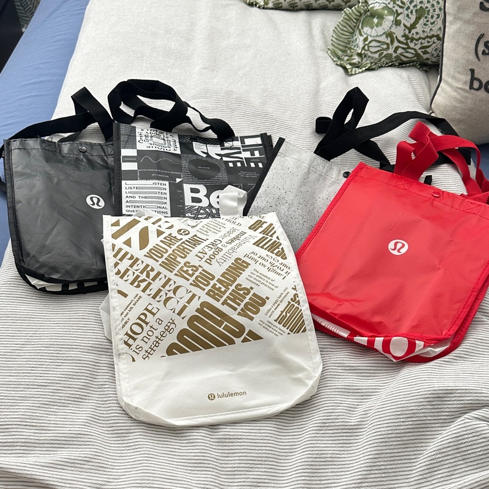 Lululemon Tote Bag Set - Red, Black, White